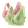 thumbnail image 1 of successthop 2 Pack Plus Sizes Bras for Women Front Closure Wireless Seamless Lace Color Block Everyday Wear, 1 of 9