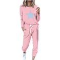 thumbnail image 1 of successthop 2 Piece Lounge Set for Women Plus Size Loose Long Sleeve Crewneck Top and Joggers Star Stylish Streetwear, 1 of 4