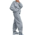 thumbnail image 1 of successthop 2 Piece Matching Lounge Sets for Women Long Sleeve Crewneck Sweatshirt and Joggers with Pocket Solid Outfits, 1 of 6