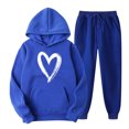 thumbnail image 1 of successthop 2 Piece Matching Lounge Sets for Women Long Sleeve Hoodie and Jogger Sweatpant Heart Fall Winter Sportwear, 1 of 2