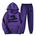 thumbnail image 1 of successthop 2 Piece Plus Size Lounge Set for Women Long Sleeve Hoodie and Elastic Joggers Yes Im Still Freezing Outfits, 1 of 2