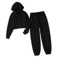 thumbnail image 1 of successthop 2 Piece Sweatsuits for Women Plus Size Cropped Oversized Long Sleeve Hooded Top and Joggers Solid Outfits, 1 of 8