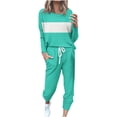 thumbnail image 1 of successthop 2 Piece Sweatsuits for Women Plus Size Long Sleeve Crewneck Top and Jogger Trouser Color Block Outfits, 1 of 5
