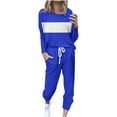 thumbnail image 1 of successthop Sweatsuits 2 Piece Set Womens Plus Size Long Sleeve Crewneck Top and Jogger Pant Color Block Sportwear, 1 of 5