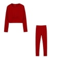 thumbnail image 1 of successthop 2 Piece Womens Matching Sweatsuits Cropped Long Sleeve Sweatshirt and Sweatpant Solid Breathable Set, 1 of 5