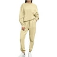 thumbnail image 1 of successthop 2 Piece Womens Matching Sweatsuits Fleece Long Sleeve Sweatshirt and Joggers Solid Stylish Outfits, 1 of 6