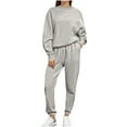 thumbnail image 1 of successthop 2 Piece Womens Matching Sweatsuits Fleece Long Sleeve Sweatshirt and Joggers Solid Stylish Outfits, 1 of 6