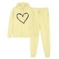 thumbnail image 1 of successthop 2 Pieces Lounge Set Women Fleece Long Sleeve Hoodie and Jogger Sweatpant Heart Fall Streetwear with Pockets, 1 of 7