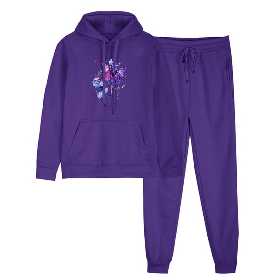 successthop 2 Pieces Lounge Set Women Fleece Long Sleeve Hoodie and Joggers Graphic Fall Drawstring Streetwear