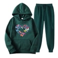thumbnail image 1 of successthop 2 Pieces Lounge Set Women Fleece Long Sleeve Hoodie with Pocket and Joggers Heart Fall Drawstring Sportwear, 1 of 2
