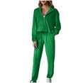 thumbnail image 1 of successthop 2 Pieces Lounge Set Women Long Sleeve Crewneck Zipper Top and Jogger Pant with Pockets Solid Sportwear, 1 of 5
