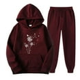 thumbnail image 1 of successthop 2 Pieces Matching Lounge Sets for Women Fleece Long Sleeve Hoodie and Joggers Floral Fall Streetwear, 1 of 2
