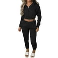 thumbnail image 1 of successthop 2 Pieces Matching Lounge Sets for Women Fleece Oversized Long Sleeve Zip Hoodie and Joggers Solid Outfits, 1 of 6
