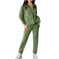 thumbnail image 1 of successthop 2 Pieces Plus Size Lounge Sets Long Sleeve Zip Up Hoodie with Pocket and Sweatpant Color Block Outfits, 1 of 7