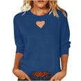 thumbnail image 1 of successthop 3/4 T Shirts for Women Heart Shaped Cutout Crewneck Trendy Shirt Lightweight Blouse Solid Casual Outfits L, 1 of 8
