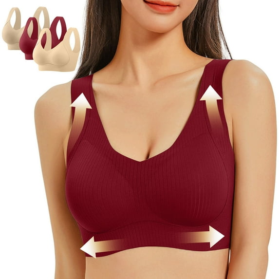 successthop 3 pack Bras for Women No Underwire Seamless Plus Sizes Push Up Supportive Comfortable Bralettes