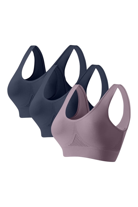 3 pack Sport Bras for Women Plus Sizes Underwear Light Yoga Solid Soft Comfortable Activewear
