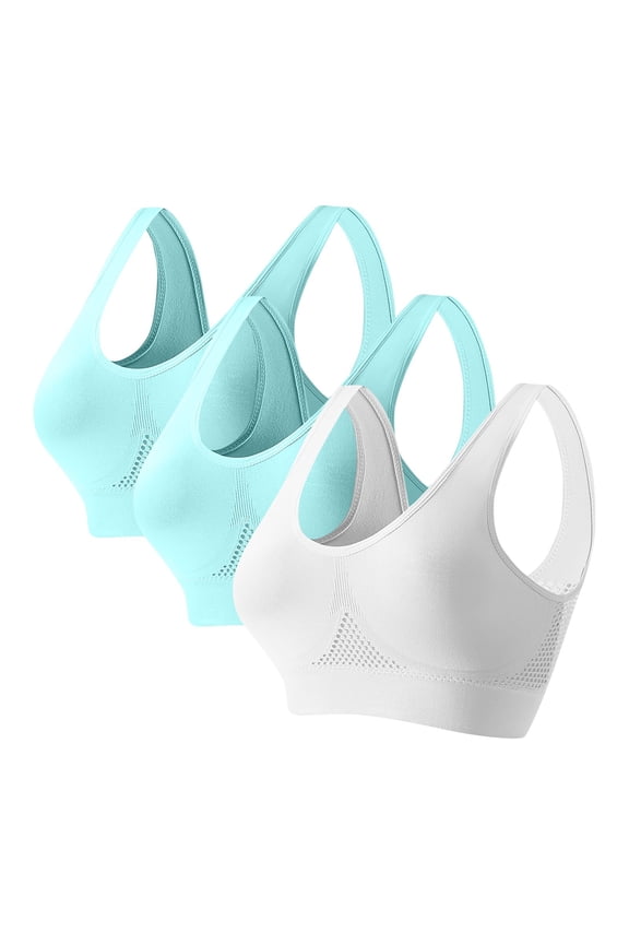 3 pack Womens Sport Bras Plus Sizes Breathable Underwear Light Supportive Yoga Solid Stylish Activewear