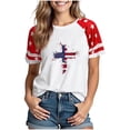 thumbnail image 1 of successthop 4th of July Clothes Women Red Blue White Anniversary T Shirt Festival Shirts Crewneck Short Sleeve Tops Red, 1 of 4