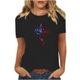 thumbnail image 1 of successthop 4th of July Clothes Women Red Blue White Plus Size Crewneck T Shirt Casual Shirts Short Sleeve Tops Black, 1 of 8