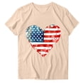 thumbnail image 1 of successthop 4th of July Clothes for Women Heart Flags Summer Shirt Festival T Shirts Crewneck Short Sleeve Tops Beige, 1 of 4
