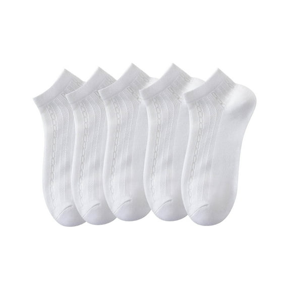 successthop Ankle Socks for Women 5 Pack Ladies Short Breathable Soft Comfortable Casual Summer Sock for Gifts White