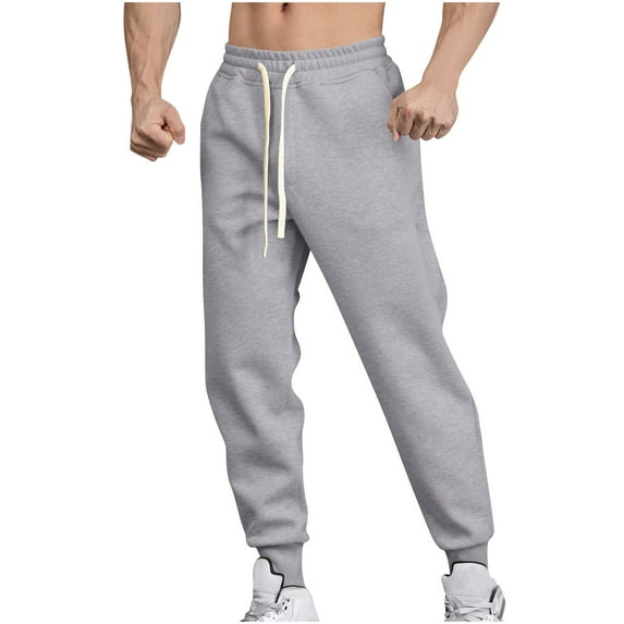 successthop Baggy Sweatpants Men Fleece Drawstring Joggers Elastic Waist Trousers with Pockets Casual Sportpant