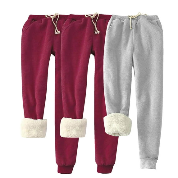 successthop Baggy Sweatpants for Women Plus Size Fleece Drawstring Joggers ELastic Trousers Low Rise Loungewear 3 PC