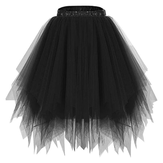 successthop Ballet Skirts for Women Mesh Solid High Waist Skirt Ladies Lightweight Party Dance Summer Clothes Black