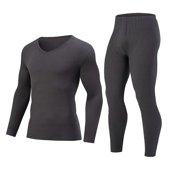 successthop Base Layer Men Cold Weather Comfortable Long Sleeve Crewneck Pullover Tops and Leggings Solid Breathable S