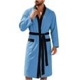 thumbnail image 1 of successthop Bathrobes for Men Long Sleeves Bathrobe Knee Homewear Belted Sleepwear Jacquard After Bath Fall Loungewear, 1 of 8