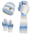 thumbnail image 1 of successthop Beanie Hats for Women Winter 3 Piece Knit Warm Earflaps Hood Stylish Stripe Ladies Cold Weather Winter Scarf, 1 of 6