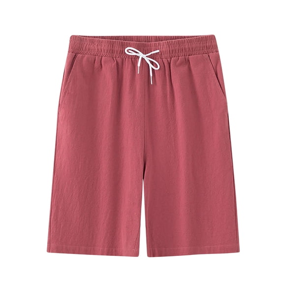 successthop Big and Tall Shorts for Men Elastic Waist Shorts Drawstring Bottoms Breathable Casual Clothes with Pockets L