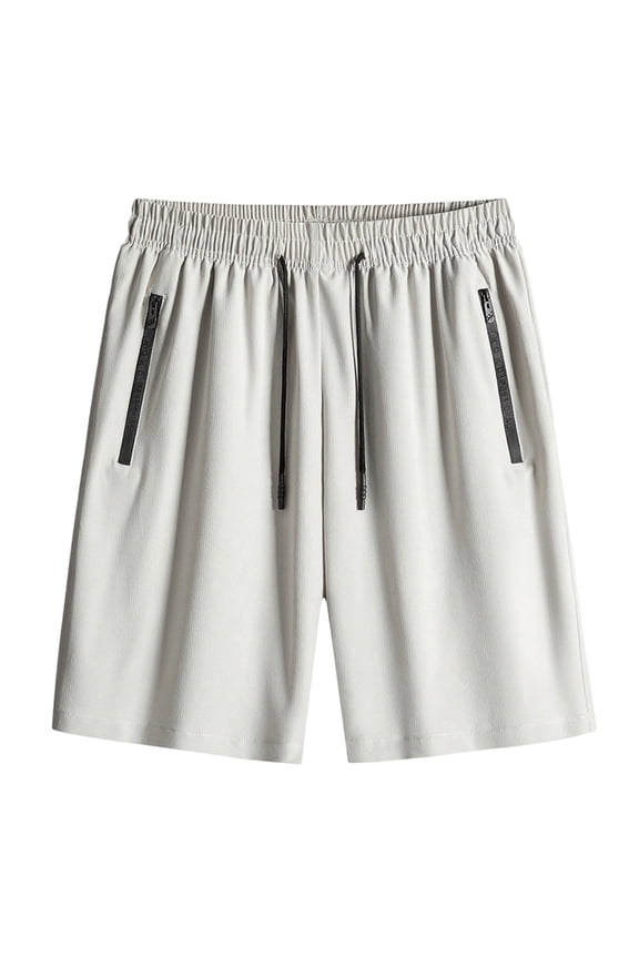 Big and Tall Shorts for Men Elastic Waist Shorts Drawstring Bottoms Summer Casual Clothes with Pockets Beige