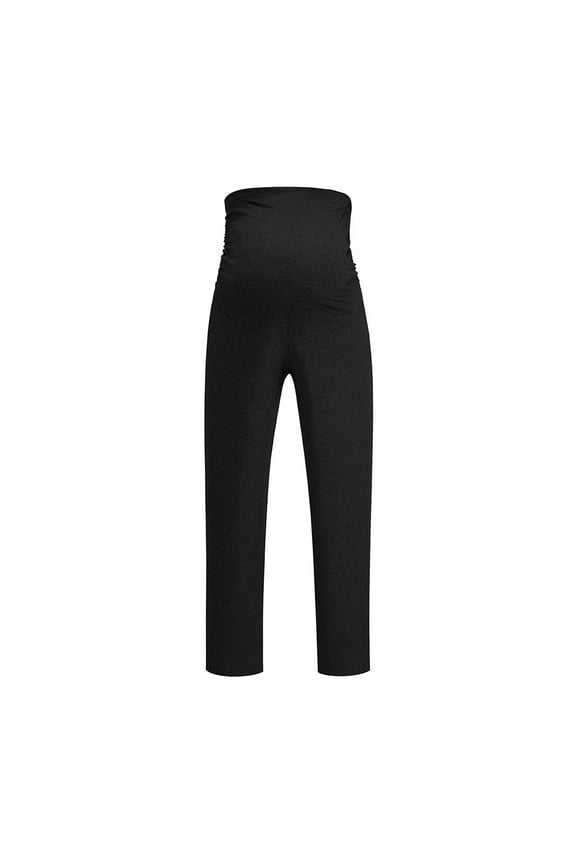 Black Maternity Pants Strecthy High Waist Pant Workout Straight Trousers Lightweight Summer Vacation Clothes