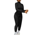 thumbnail image 1 of successthop Bodycon Jumpsuit Long Sleeve Women Slim Stylish Mock Neck Long Sleeve One Piece Long Lounge Wear Solid Pants, 1 of 5