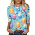 thumbnail image 1 of successthop Bunny Shirts for Women Bunny Casual 3/4 Sleeve Holiday T Shirts Crewneck Top Loose Spring Vacation Clothes S, 1 of 5