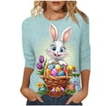 thumbnail image 1 of successthop Bunny Shirts for Women Bunny Casual 3/4 Sleeve Holiday T Shirts Crewneck Top Loose Spring Vacation Clothes XL, 1 of 5
