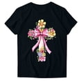 thumbnail image 1 of successthop Bunny Shirts for Women Cross Print Casual Short Sleeve Holiday T Shirts Crewneck Top Spring Beach Clothes 2XL, 1 of 4