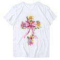 thumbnail image 1 of successthop Bunny Shirts for Women Cross Print Casual Short Sleeve Holiday T Shirts Crewneck Top Spring Beach Clothes XL, 1 of 4