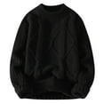 thumbnail image 1 of successthop Cable Knit Sweaters Men Plus Size Long Sleeve Clothes Chunky Crewneck Sweater Solid Keep Warm Tops, 1 of 7