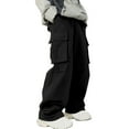 thumbnail image 1 of successthop Cargo Pant Elastic Waist for Men Drawstring Solid Workwear with Pockets Casual Trousers Black, 1 of 9