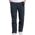 thumbnail image 1 of successthop Cargo Pant Elastic Waist for Men Fleece Solid Workwear with Multiple Pockets Zipper Casual Trousers, 1 of 9