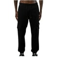 thumbnail image 1 of successthop Cargo Pant Elastic Waist for Men Solid Workwear with Pockets Zipper Straight Sport Trousers Black, 1 of 7