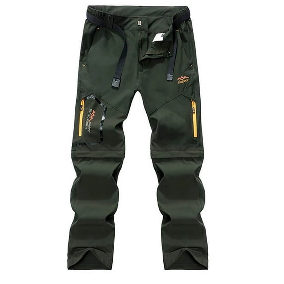 successthop Cargo Pant Men with Pockets Convertible Strecth Sportpant Solid Straight Pants Zipper Button Trousers