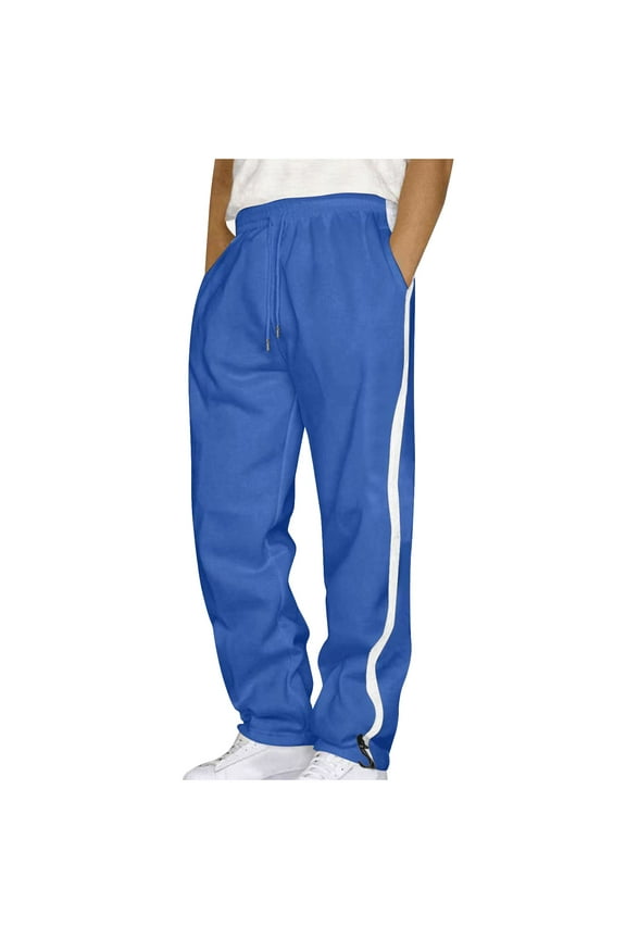 Cargo Pants for Men Fleece Drawstring Color Block Workwear with Multiple Pockets Sport Trousers