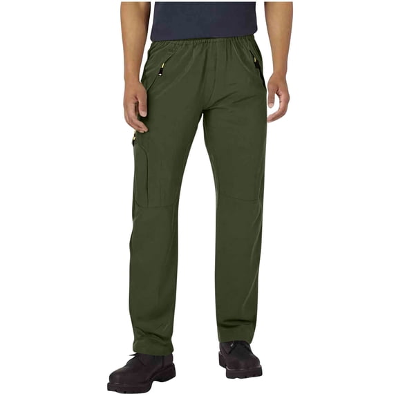 successthop Cargo Pants for Men Solid Hiking Pant with Pockets Zipper Waterproof Casual Trousers Black