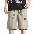 thumbnail image 1 of successthop Cargo Shorts for Men Below the Knee Big and Tall Bottoms Drawstring Shorts Summer Clothes with Pockets Khaki, 1 of 9