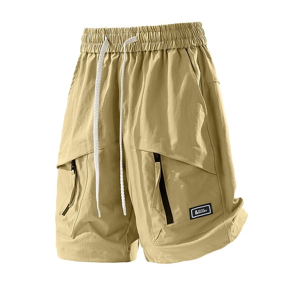 successthop Cargo Shorts for Men Big and Tall Drawstring Bottoms Straight Shorts Summer Vacation Clothes with Pockets XL