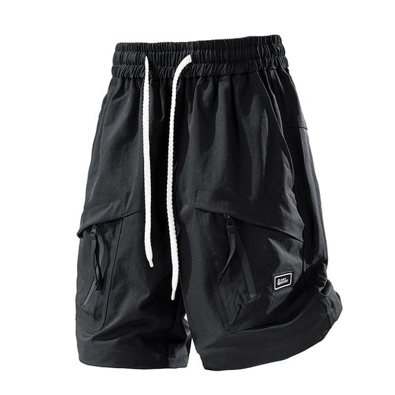successthop Cargo Shorts for Men Big and Tall Drawstring Bottoms Straight Shorts Summer Vacation Clothes with Pockets XL